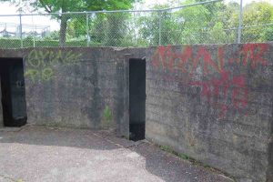 Graffiti on gun turret at Chamberlain Park in Mt Albert. Picture Bruce: Morris