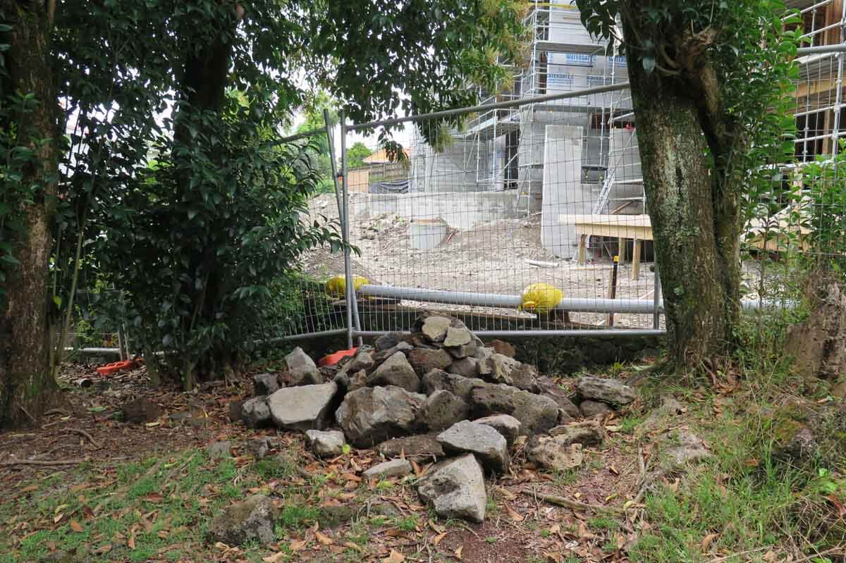 Alberton Lane development where a heritage srtone wall continues to crumble
