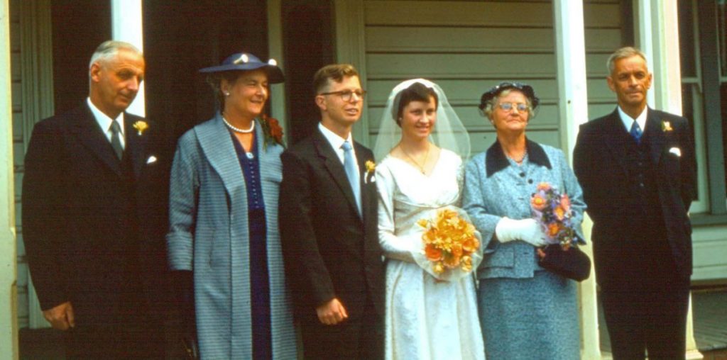 Anne and Malcom Simpson on their wedding day at Allendale Rd