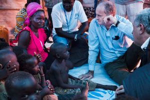 David Shearer among villagers in South Sudan