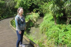 E#lizabeth Walker at the edge of Meloa Creek