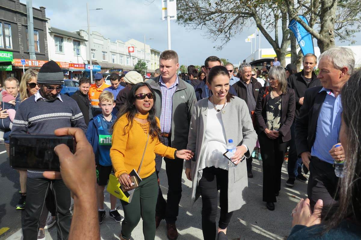 Jacinda Ardern on walkabout at the village upgrade ceremony Jacinda Ardern in Mt Albert village