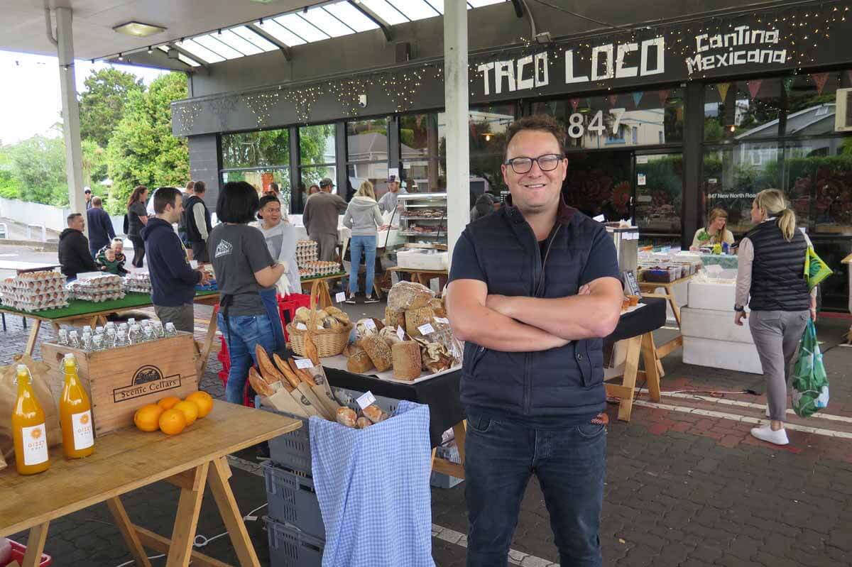 Jon Wild at the Mt Albert Saturday market A Picture Bruce Morris Jon Wild, manager of Mt Albert Market and the Friday foodtrucks