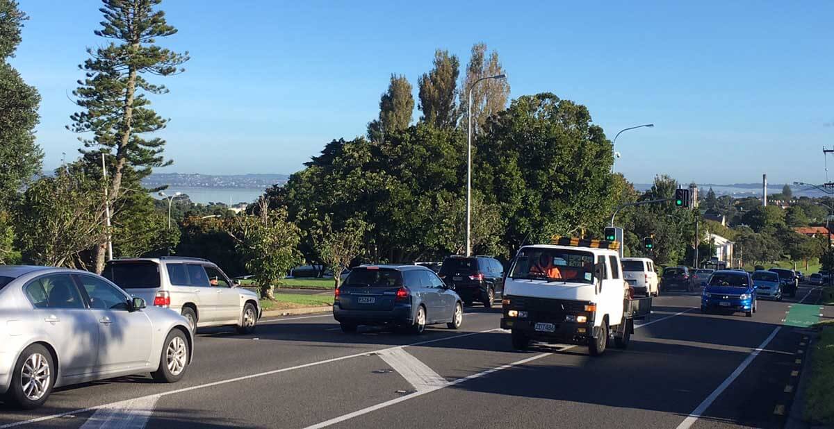 Traffic on Carrington Rd, Mt Albert